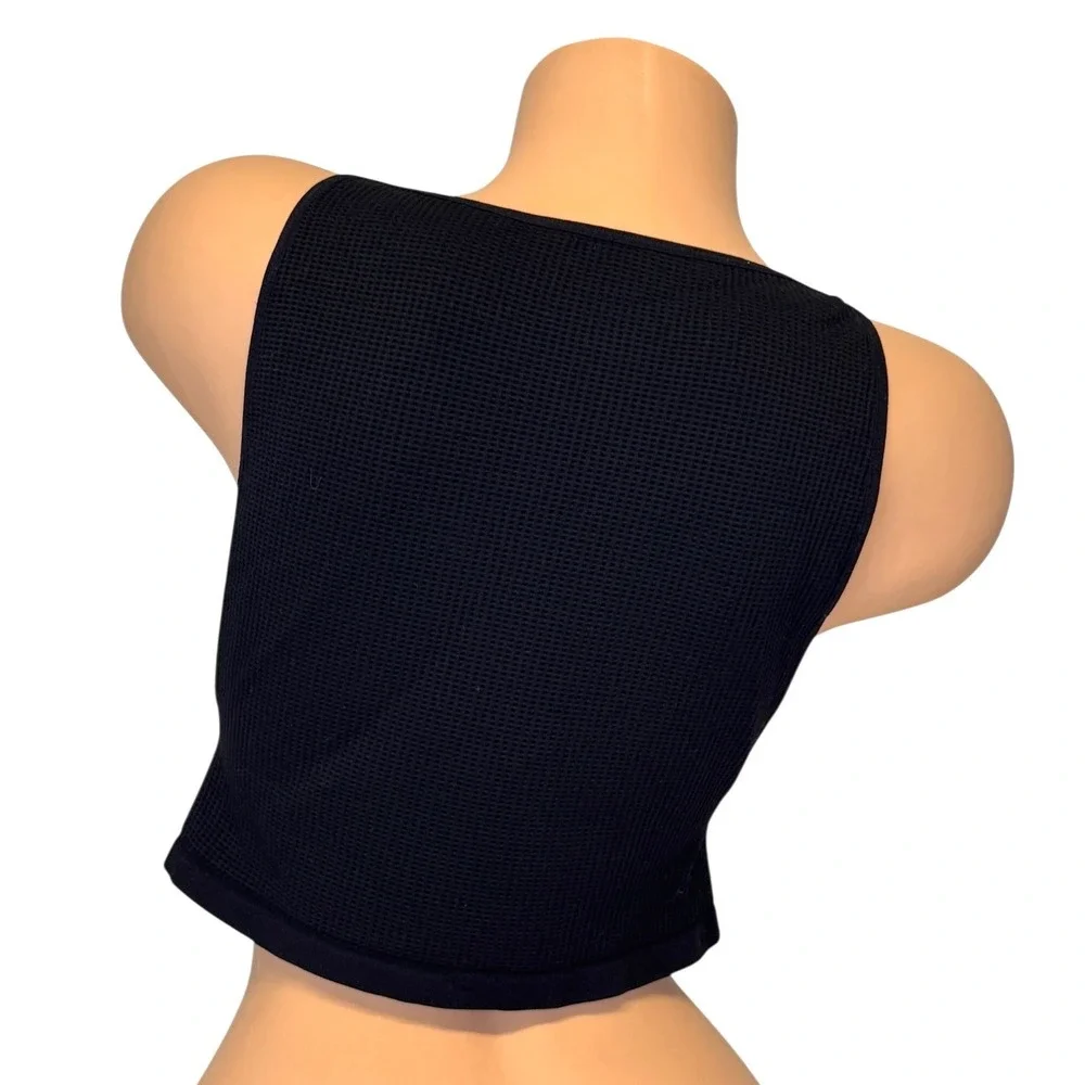 Intimately Free People Black Waffle Knit Cropped Tank Top XL/XXL Sleeveless Boat